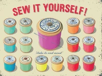 sew it yourself cotton reel sewing dressmaker vintage retro metal tin sign