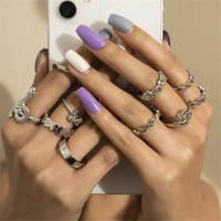 2021 fashion jewelry snake shape ring vintage flower geometric set hand jewelry european style exclusively for women