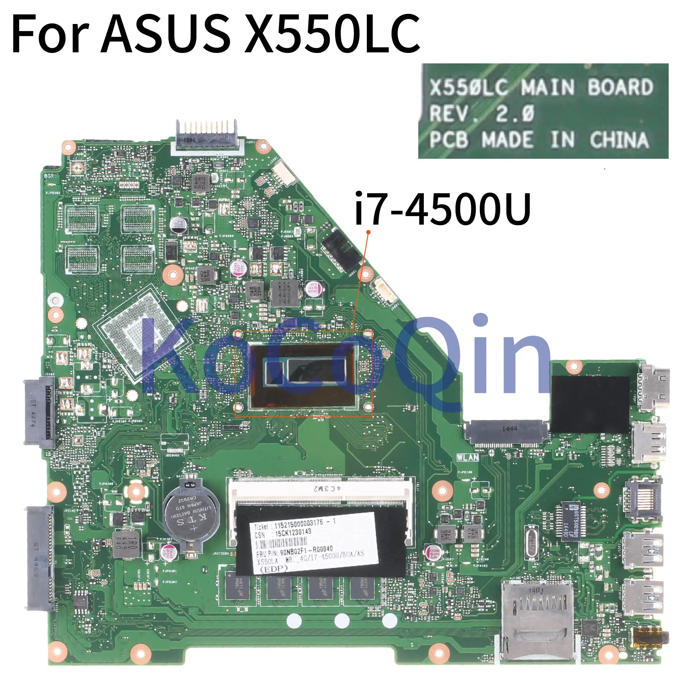 KoCoQin материнская плата для ноутбука ASUS X550LC X550LD A550L Y581L W518L X550LN GT720M I7 4500U REV: 2 0