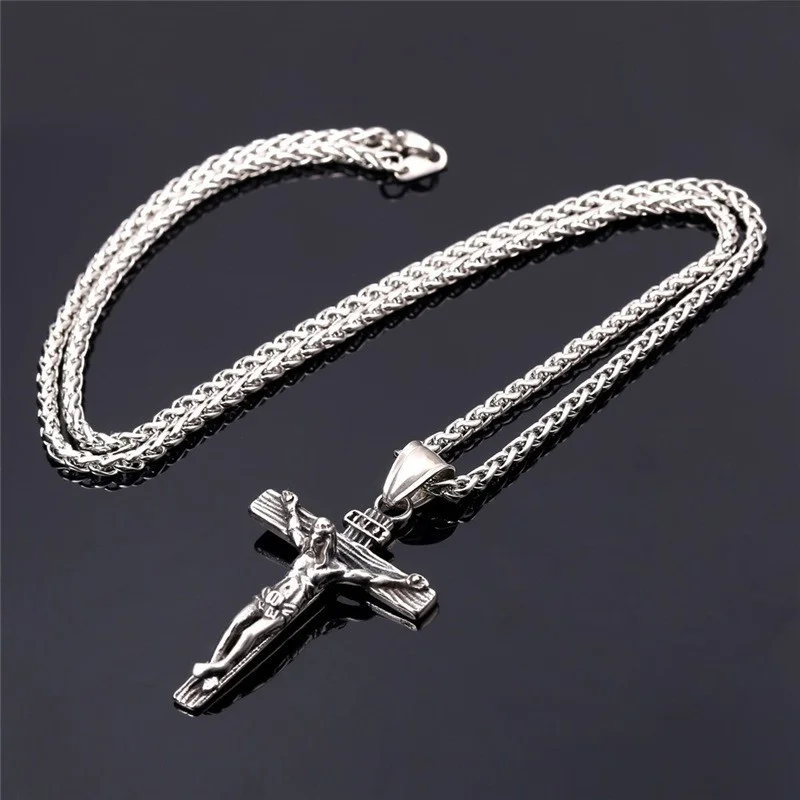 

Simple Fashion Cross Chain Necklace For Women Men Luxury Ladies Gold Jewelry Pendant Necklaces Crucifix Christian Ornament Gifts