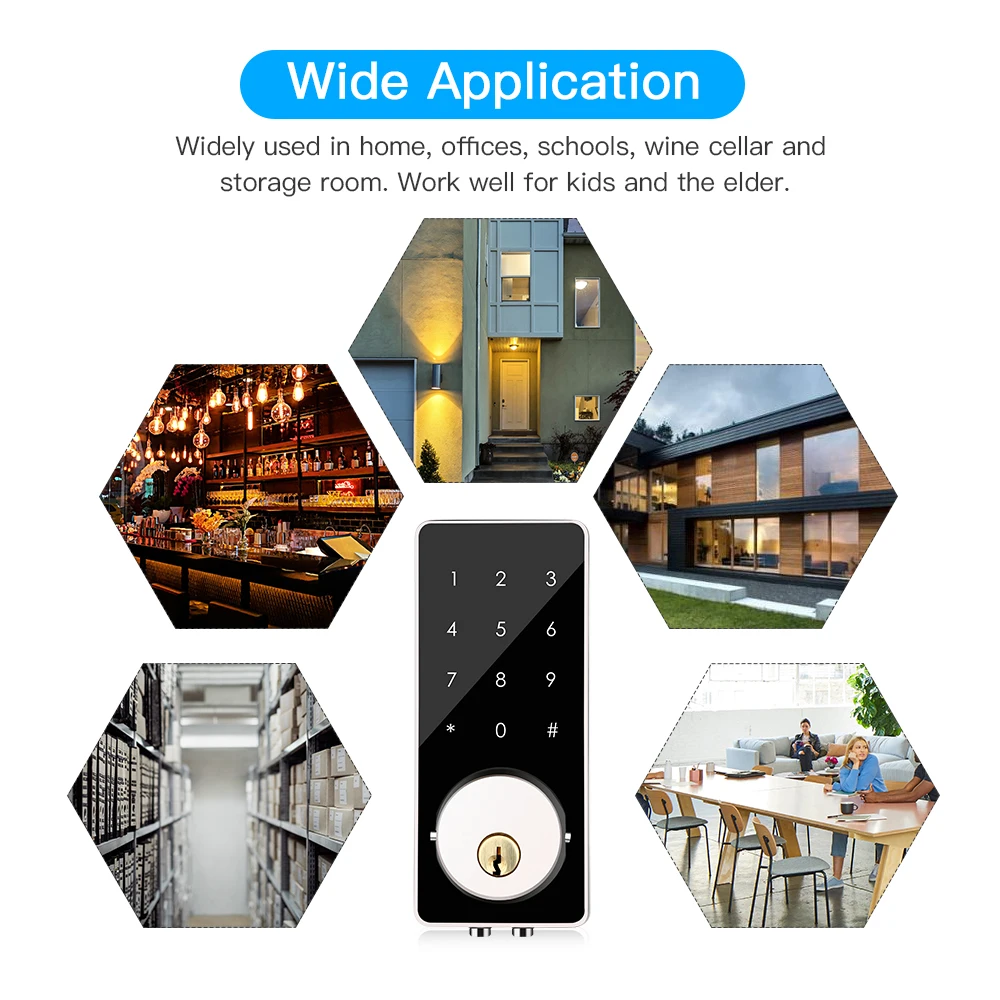 Умный БЕСКЛЮЧЕВОЙ замок для входной двери цифровой электронный с заглушкой Bluetooth
