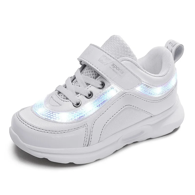 

Children Shoes PU Leather Glowing Sneakers Women's Girls USB Charging LED Lighted Shoes Kids Luminous Sneaker