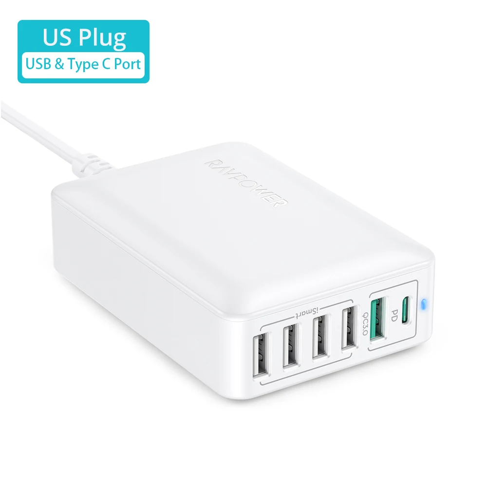 

Настольная зарядная станция RAVPower, 60 Вт, USB Тип C, зарядное устройство PD, быстрая зарядка для iPhone 12 11 MacBook Pro Tablet