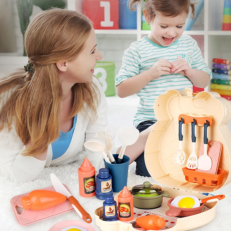 

Simulation Kitchen Set Play House Toy Utensils Cooking Pots Pans Food Dishes Cookware Set Kids Kitchen Toy Storage Bag For Child
