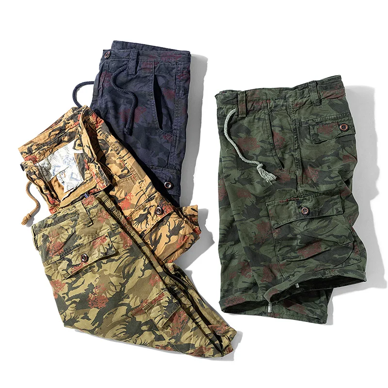 

Summer New Men's Shorts Korean Fashion Cotton Knee-Length Camouflage Cargo Pants Male Outdoor Casual Hip-Hop Streetwear L1101P44