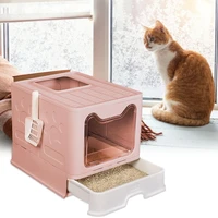 pet cat litter box high foldable fully enclosed anti splash deodorant cat toilet for cats two way capacity cat litter case