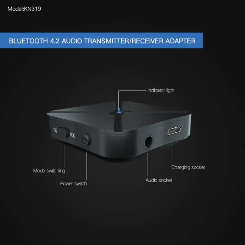 Аудиоресивер KN319 2 в 1 Bluetooth 5 0 передатчик беспроводной адаптер USB 3 мм AUX для ТВ