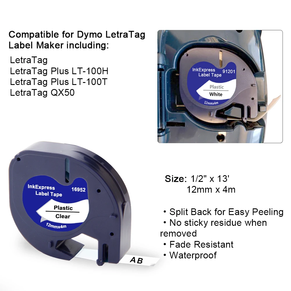5PK этикетки для Dymo LetraTag ленты 91201 91202 91203 91205 12 мм 91331 91221 кассета производитель LT