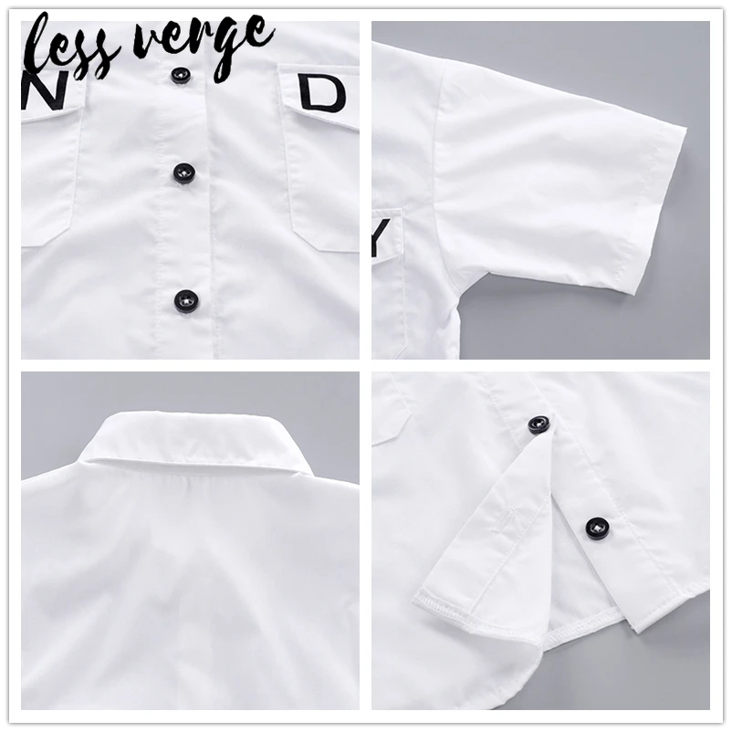 Lessverge/Повседневная белая блузка с коротким рукавом и буквенным принтом женская