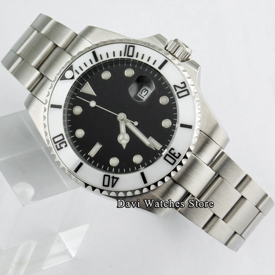 Роскошные стерильные мужские электронные часы 43 мм/40 мм белая керамическая рамка