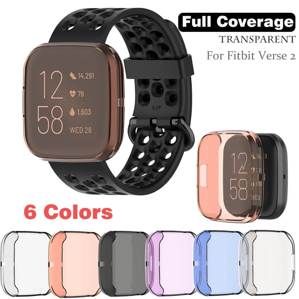 

Soft TPU Protector Case Cover For Fitbit Versa2 Screen Protector Transparent Case Shatter-Resistant Shell Frame Protector Cover