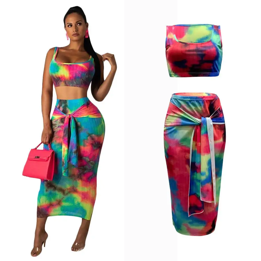 Женский комплект из двух предметов с принтом в виде галстука и красителя Echoine