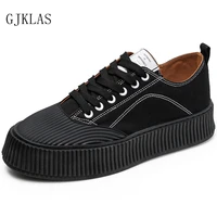 new mens canvas casual shoes lace up clunky sneaker fashion sport thick soled mens loafer platform sneakers zapatos hip hop