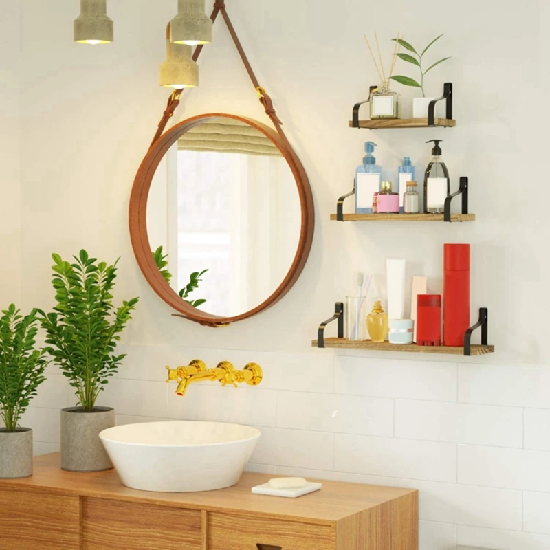 

3 Piece Floating Shelf Wall Hanging, Wooden Wall Storage Shelf, Wall-Mounted Storage Rack Shelf, Suitable for Bedroom, Living Ro