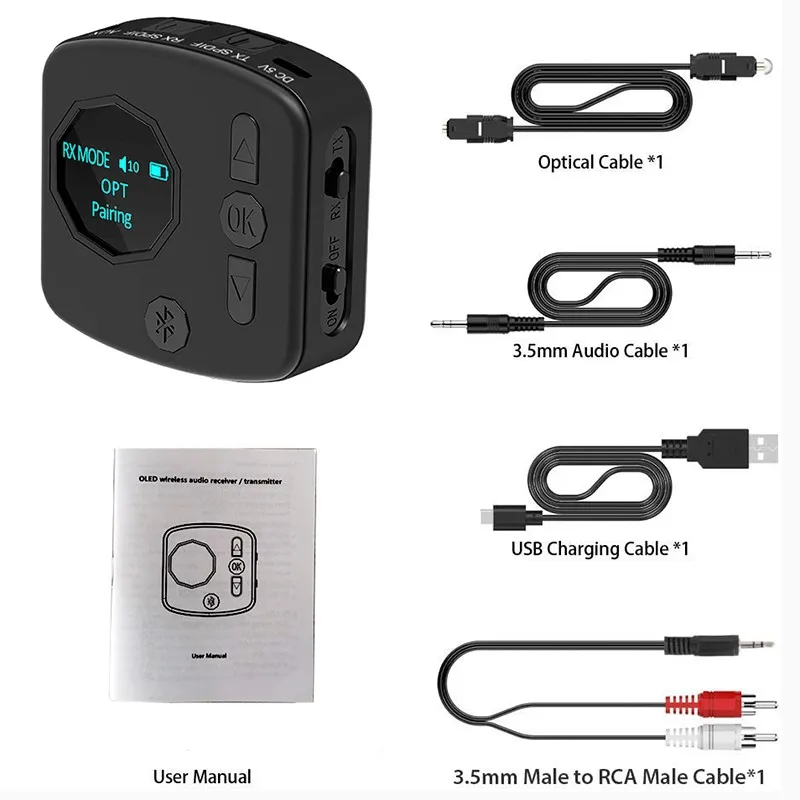

Bluetooth Receiver 5.0 aptX 3.5mm Aux Wireless Adapter Music for TV Car Bluetooth 5.0 Audio Transmitter