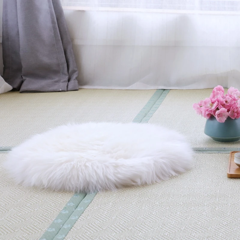 Односторонний напольный коврик круглой формы из натуральной овечьей кожи с