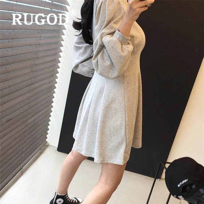 Женское мини-платье RUGOD весеннее корейское элегантное платье с круглым вырезом и