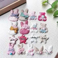 sew on 20pcslot cartoon cloth art bear and rabbit padded patches appliques for clothes sewing supplies decoration