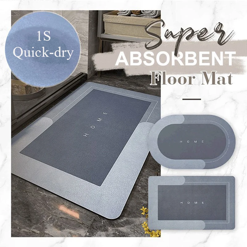 

Super Absorbent Bath Mat Quick Drying Bathroom Rug Non-slip Doormat Nappa Skin Floor Mats Toilet Carpet Decor