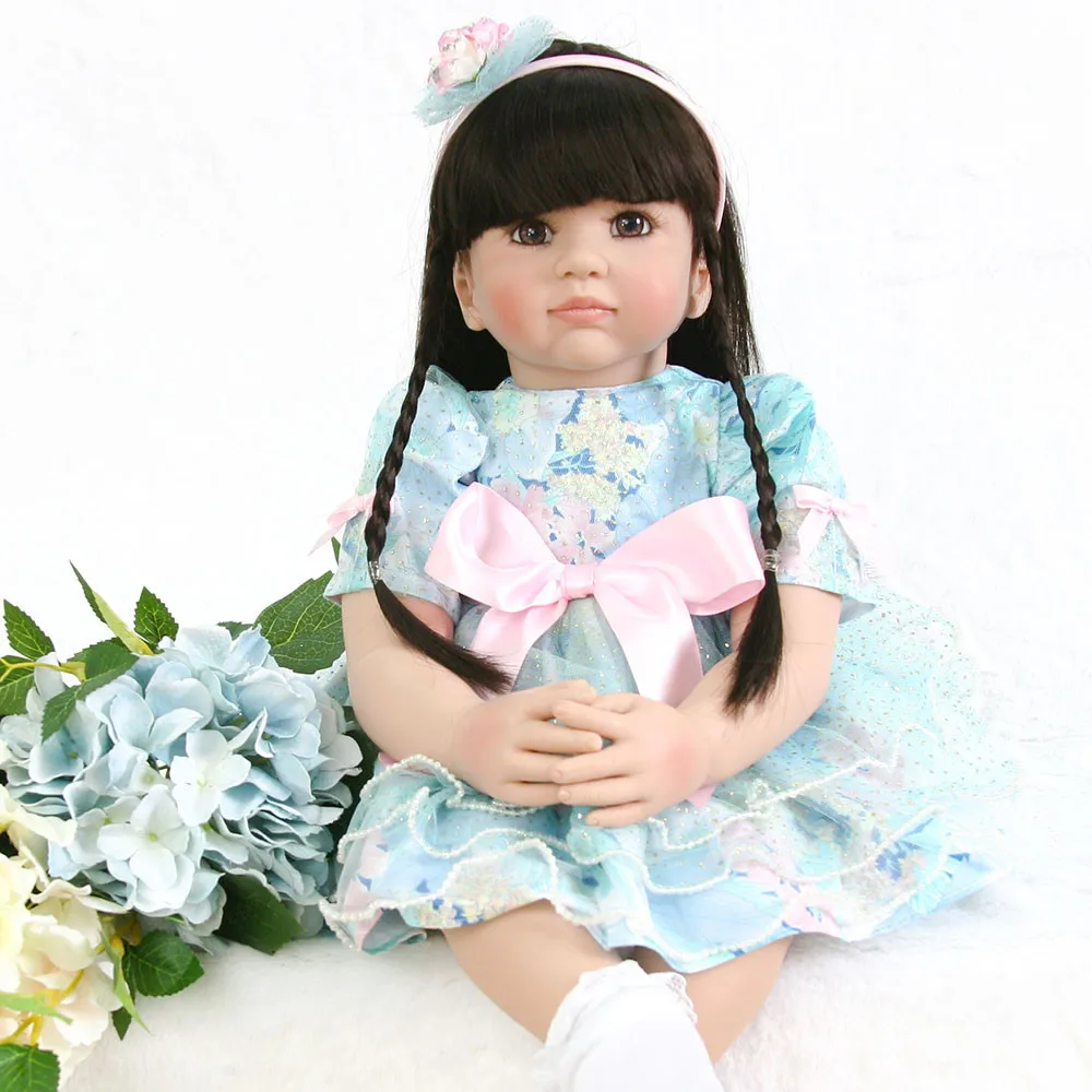 

24" Silicone bebe Reborn Toddler Baby Doll Toys 60cm Princess Girl Like Alive real Girls Brinquedos kids Birthday Gift