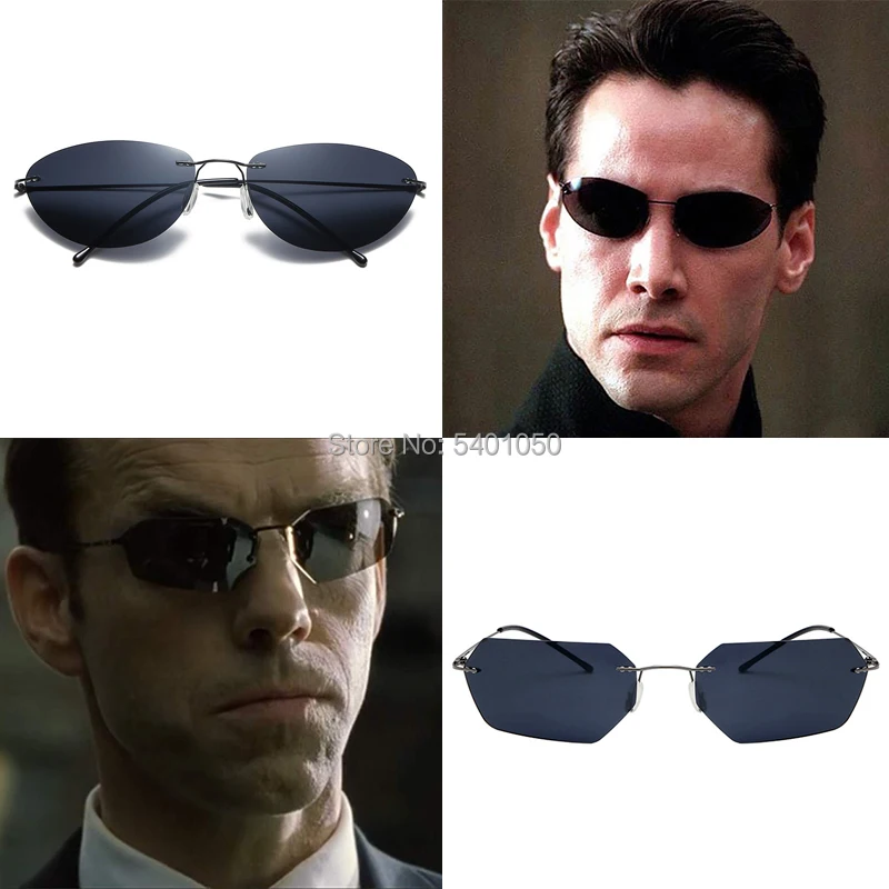 Matrix Neo Круглые Солнцезащитные очки без оправы косплей реквизит мужские