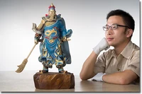 large 2022 high grade home company career success luck wealth god recruit money dragon guan gong cai shen handmade brass statue