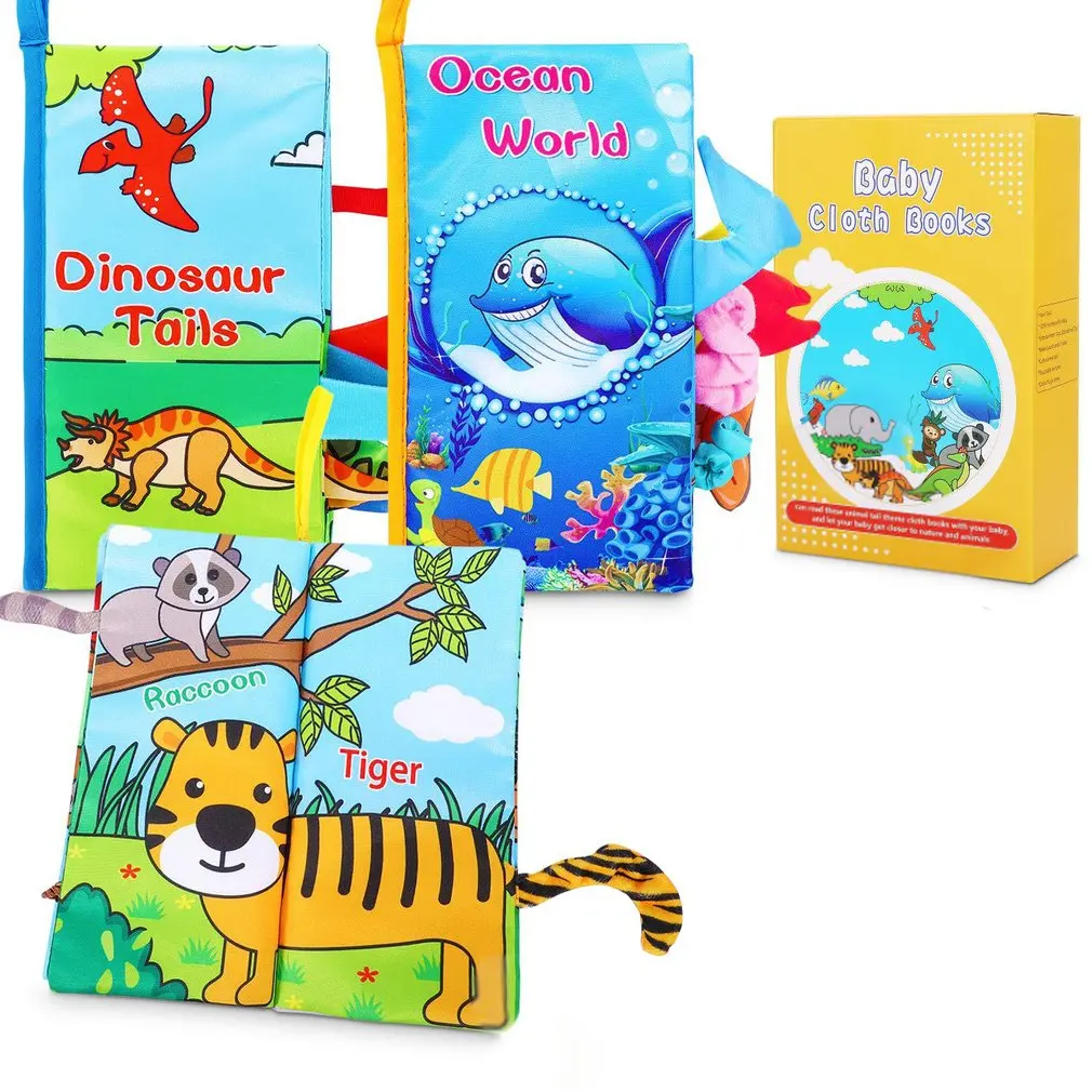 

Детские книжки для младенцев 0-12 месяцев, игрушка Монтессори для начинающих ходить детей, Обучающие ресурсы, Мягкая тканевая книга с животны...