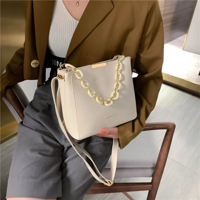 

Fashion Small Bucket Bags for Women 2021 New Trend Shoulder Bag Female Luxury Designer Acrylic Chain Crossbody Bag Sac A Main