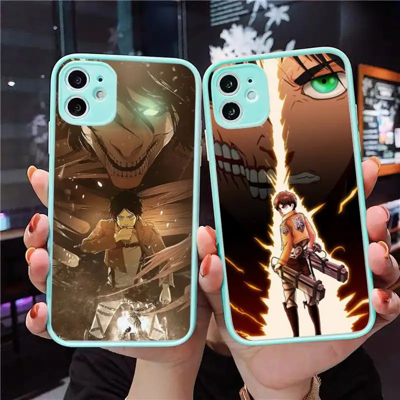 

Attack on Titan anime japan Phone Case Matte Transparent for iPhone 7 8 11 12 s mini pro X XS XR MAX Plus Clear mobile bag