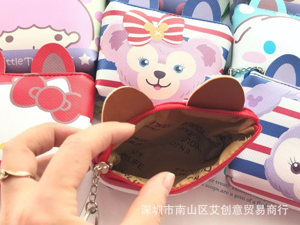 Disney мультфильм портмоне набор для мозаики для хранения ключей монета ПУ кошелек милая сумка Подвеска пакет леди клатч мини кошелек