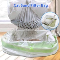 reusable puppy litter excrement cleaning bag drawstring garbage bag 7pcs bag cat litter filter bag pet cat accessories