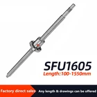 Шариковый винт стандартной длины от 100 мм до 1550 мм, шариковый винт с шариковой гайкой, обработанные детали CNC