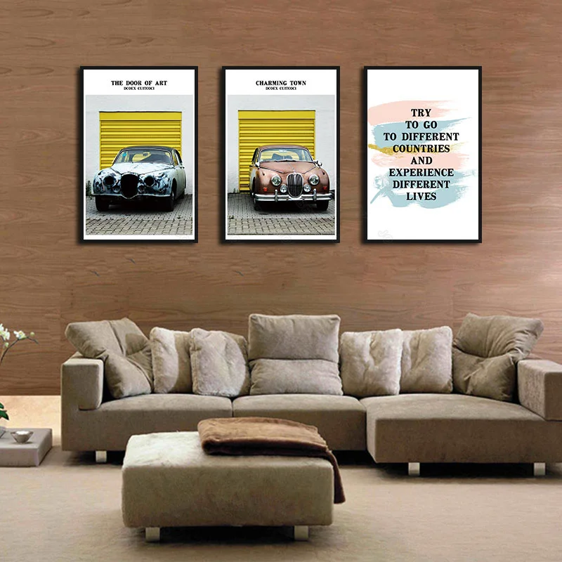 

European cars parking front view Scene English poster on white background living room decoration poster wall wallpaper furniture