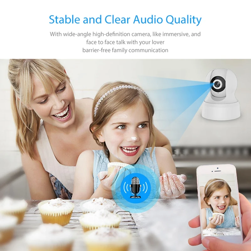 

Wireless Home Security, 1080P HD Indoor PTZ Network Camera WiFi Camera Baby/Pet/Nanny Monitor EU Plug