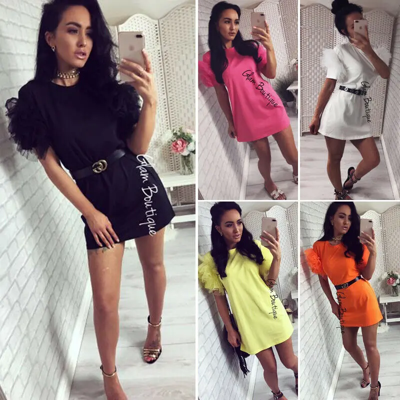 2019 Лето Женское мини платье для девочек с юбкой сеточкой гофрированное фатиновой