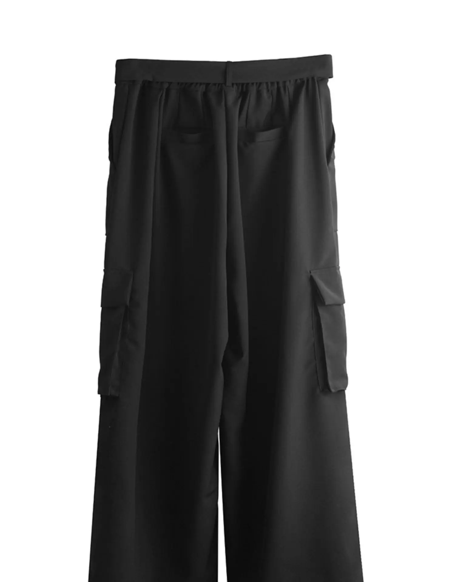 Dark black men's overalls design sense minority pants skirt floor loose Japanese retro wide leg pants cargos for men