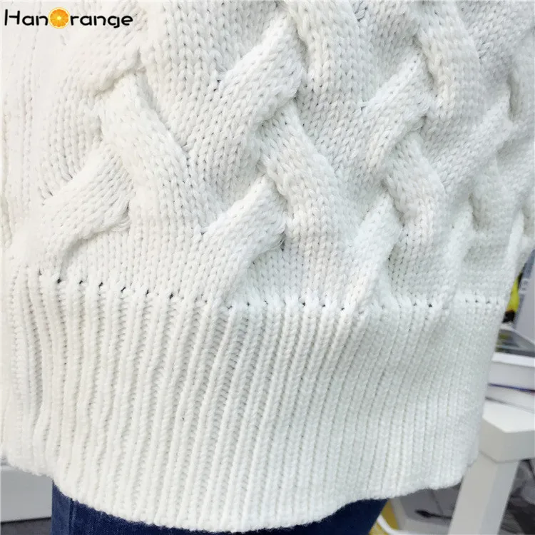 HanOrange осенне-зимний корейский Толстый свободный длинный женский свитер с высоким