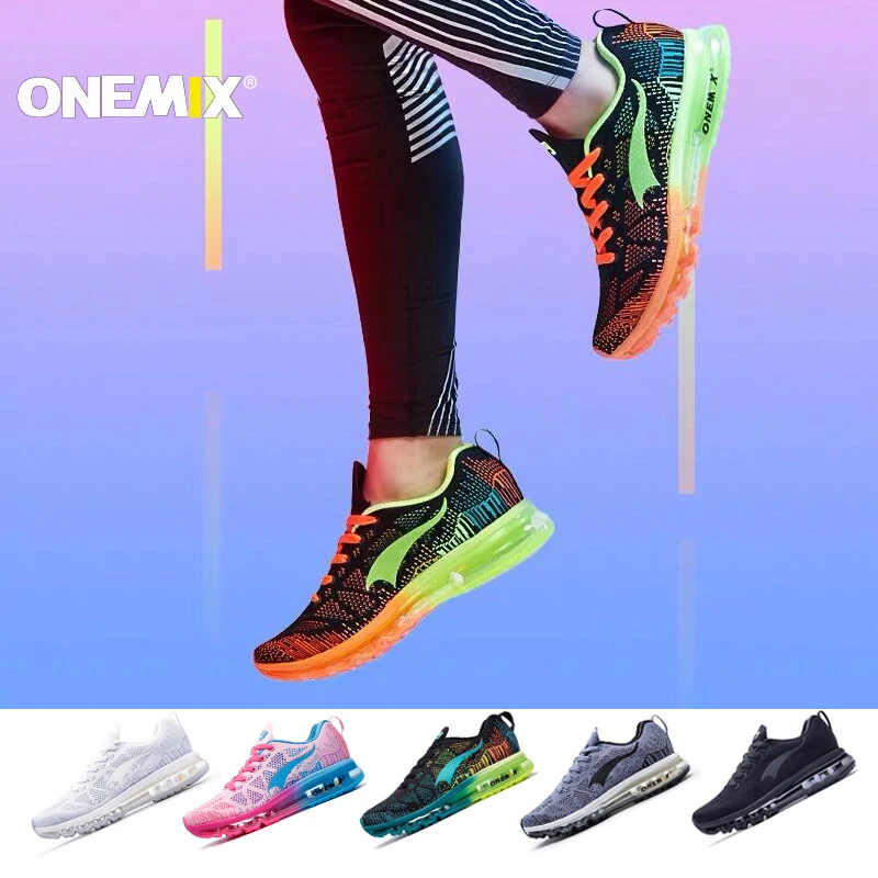 Женские и мужские кроссовки с воздушной подушкой ONEMIX сетчатые трикотажные для