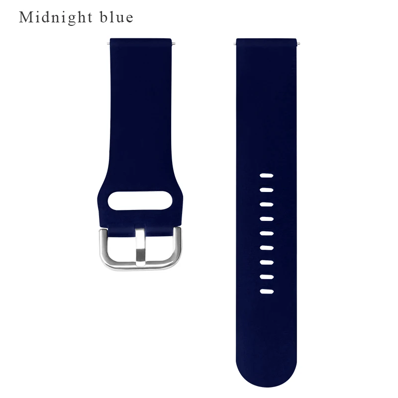 Midnight blue Силиконовый ремешок BOORUI для браслета Huami Amazfit Bip 20/22 мм для samsung Galaxy watch Active Band с модными цветами - Цвет: Midnight blue