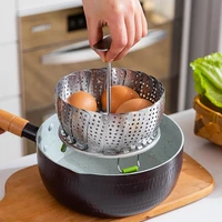 mdzfsweethome multifunction folding retractable steamer rack stainless steel stock pot steaming tray fruit basket kitchen gadget