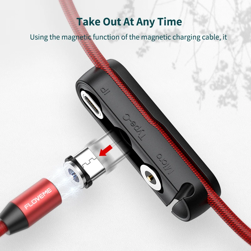 Raxfly Cable Organizer 3 in 1 Magnetic Cable Plugs Container For iphone Micro USB Type C Portable Storage Box Magnet Plug Case