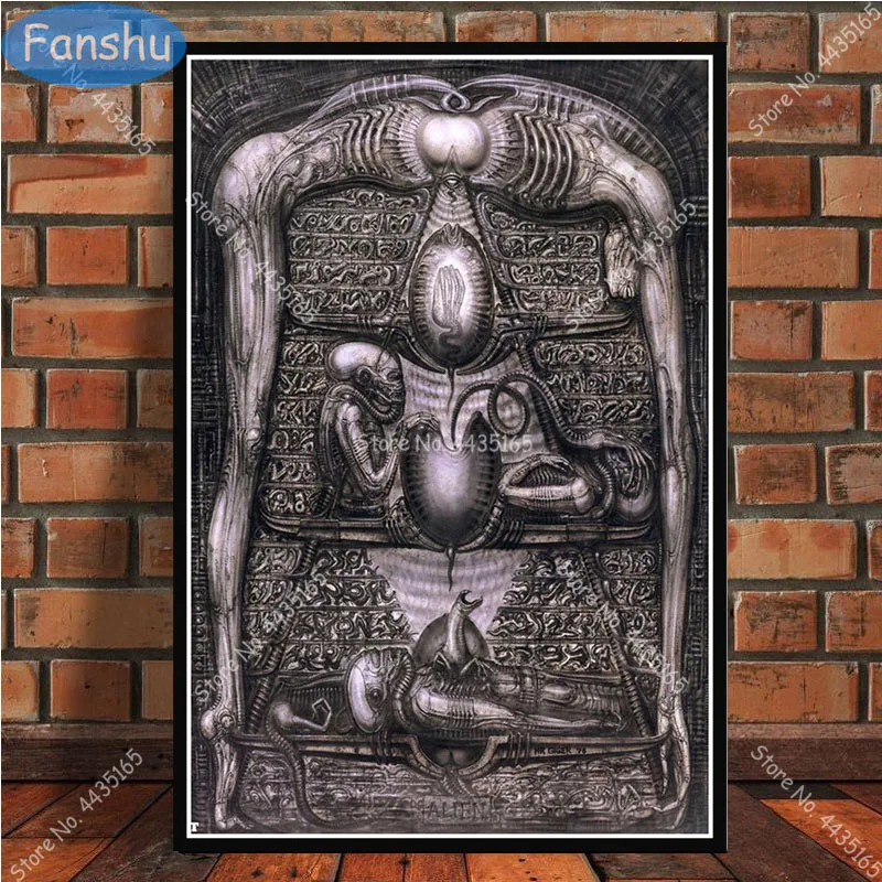 Hr Giger Li II постер с изображением чужого холста постеры и принты настенные