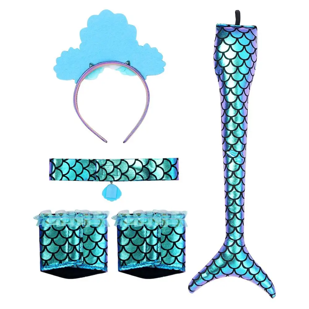 Женский костюм русалки повязка на голову с принтом рыбьей чешуи и рукавами