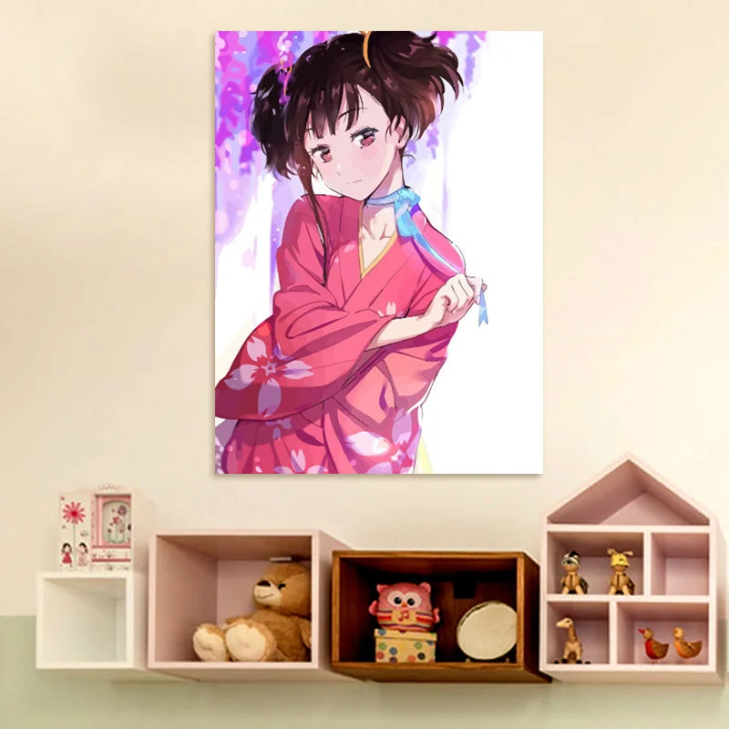 Плакат в скандинавском стиле модульные картины мультфильм анимация девушка