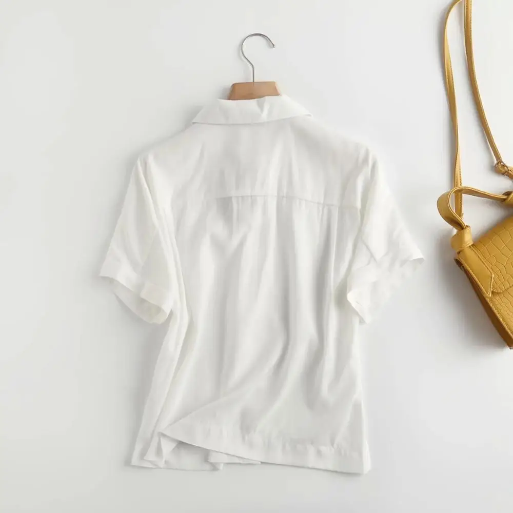 

Jenny&Dave england style office lady fashion elegan cotton simple solid white summer blouse women blusas mujer de moda tops