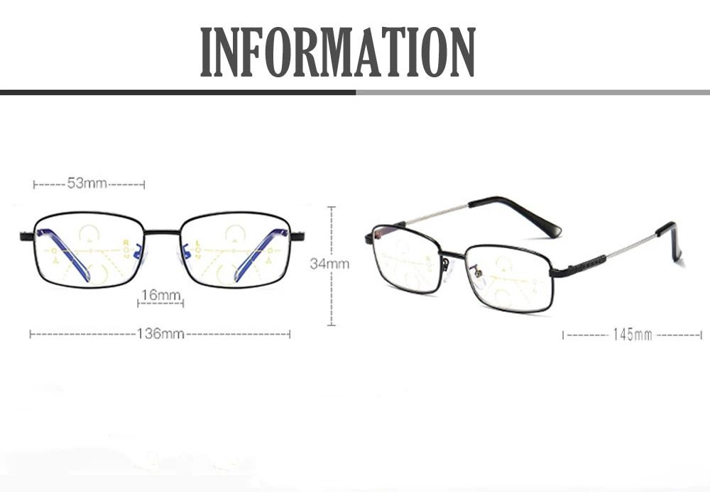 

Ultralight Memory Full-rim Anti-blu Progressive Multi-focus Reading Glasses Intelligent Zoom Distance and Near Classic 1 2 To 4