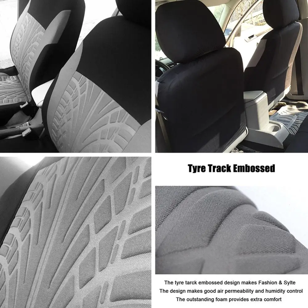 

Car Seat Covers Set Universal Fit Most Cars Covers with Tire Track Detail Styling Car Seat Protector