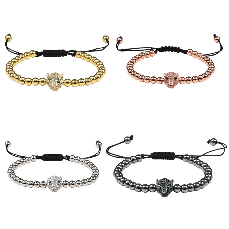 Мужской браслет с леопардовым узором плетеный ручной работы