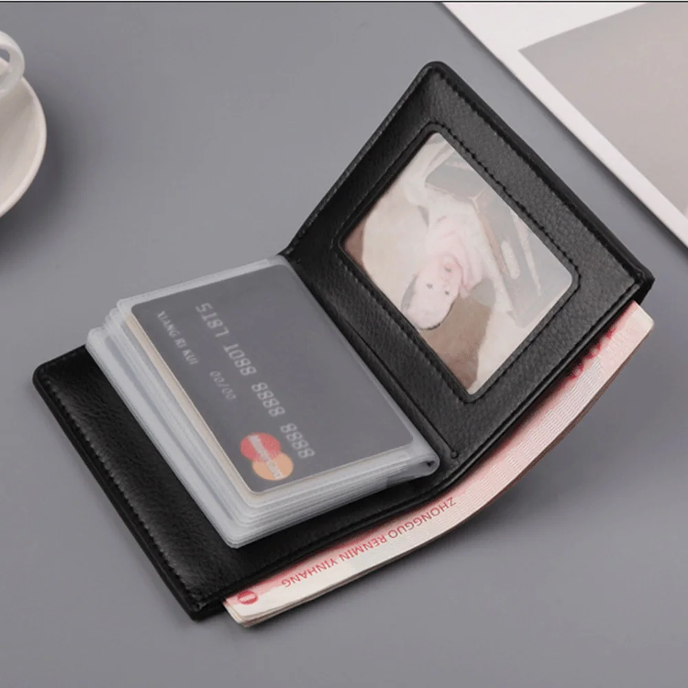 

Short Retro Ultra-thin Vertical Coin Purse Unisex Leather Wallet Multi-card ID Credit Bank Business Card Holder Case Money Bags