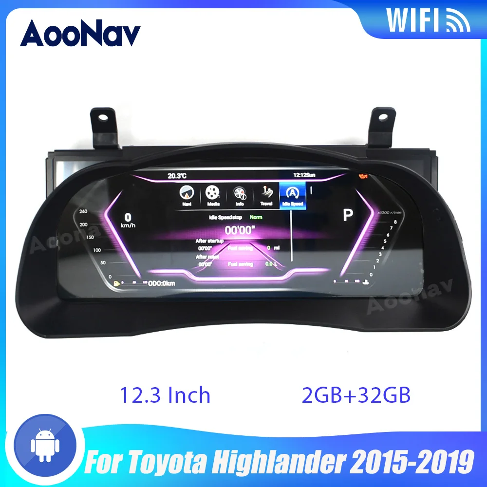 

Система Android с ЖК-дисплеем 12,3 дюйма для приборной панели автомобиля, GPS-навигатор для Toyota highlander 2015-2019, головное устройство